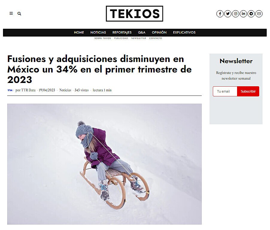 Fusiones y adquisiciones disminuyen en Mxico un 34% en el primer trimestre de 2023